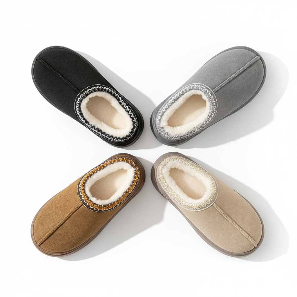 Women's Comfort Lined Slippers Soft Sole Winter Warm Indoor Outdoor Shoes Elegant Couple Slippers