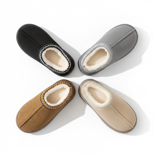 Women's Comfort Lined Slippers Soft Sole Winter Warm Indoor Outdoor Shoes Elegant Couple Slippers